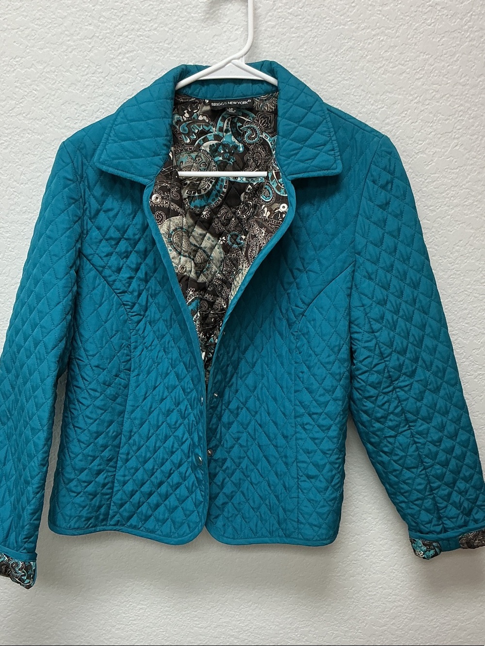 Briggs New York Teal Quilted Reversible Jacket with Paisley Lining